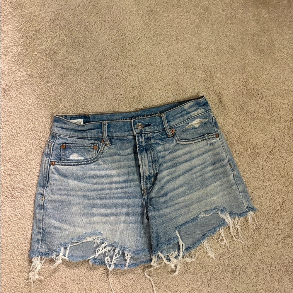 American Eagle Outfitters Light Blue Distressed Jean Shorts